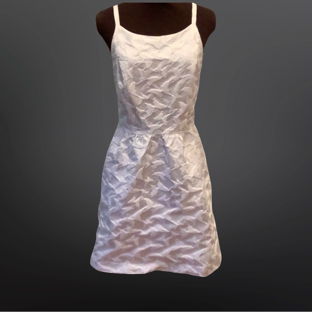 Kensie White Butterfly Embossed Dress Sz M